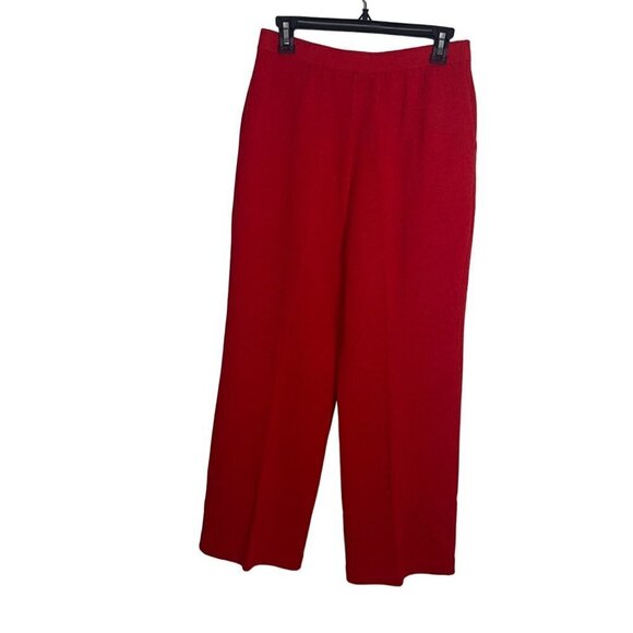 St John Collection Vintage Womens Trousers Size 10 Red Santana Knit High Waist - Picture 2 of 9